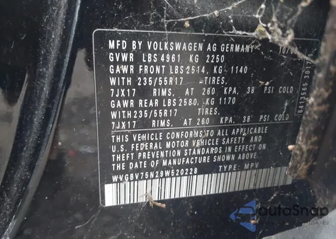 2009 Volkswagen Tiguan Se z USA, uszkodzony, nr VIN WVGBV75N29W520228